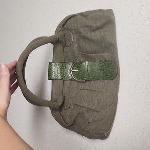 Olive Green with Faux Snakeskin/Alligator skin Buckle Handbag